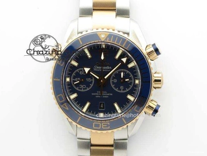 1224 FlexibleFit Seamaster Professional Chrono SS RG Blue Ceramic Blue Dial On SS RG Bracelet A 8211